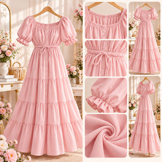Maxi Dress สีชมพูอ่อน
